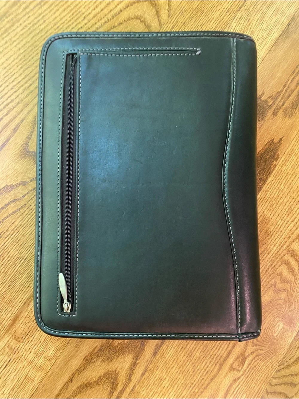 Franklin Covey 1 1/2 inch 7 ring black leather binder planner full zip planner